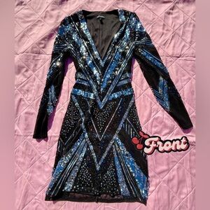 Express Black and silver Sequin Dress